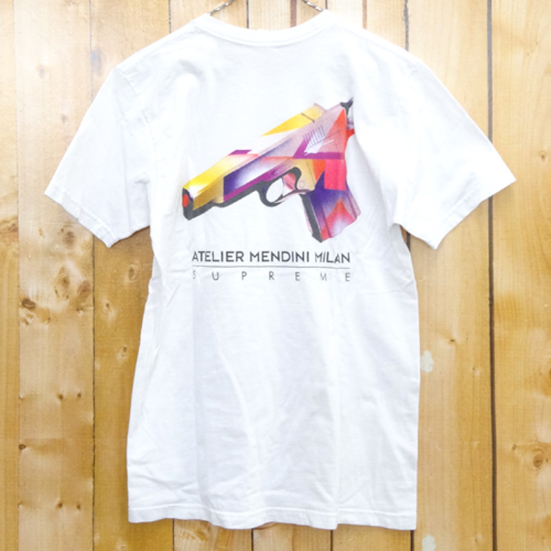 開放倉庫 中古 Supreme Mendini Gun Tee シュプリーム ガン ティー 16ss サイズ M カラー ホワイト ストリート バックプリント Tシャツ 山城店 古着 メンズ ｔシャツ 半袖