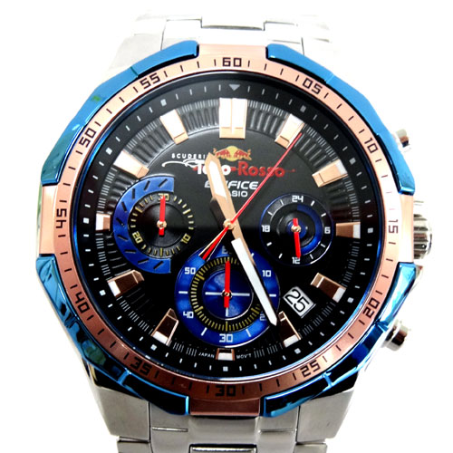 【中古】CASIO カシオ EDIFICE Scuderia Toro Rosso エディフィス スクーデリア トロ ロッソ 腕時計/10気圧防水/ステンレス/クロノグラフ/デイト/電池/品番：EFR-554TRJ/カラー：シルバー/腕時計/ウォッチ【山城店】