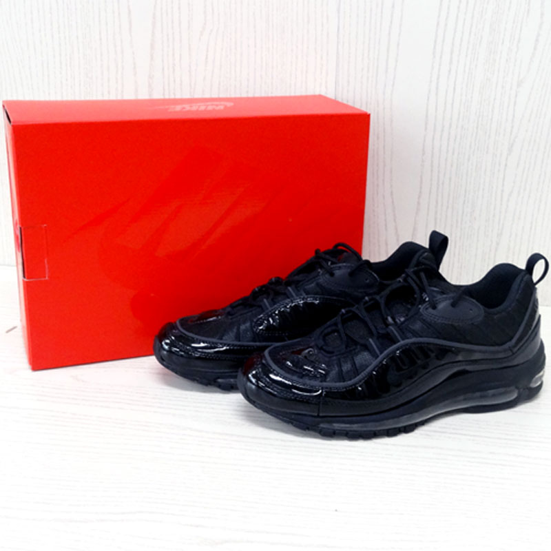 【中古】Supreme NIKE AIR MAX 98 シュプリーム ナイキ/品番：844694-001/27ｃｍ/カラー：BLACK/BLACK-BLACK/NOIR/NOIR/色：黒/ブラック/スニーカー/コラボ/16SS/ストリート/靴/シューズ【山城店】