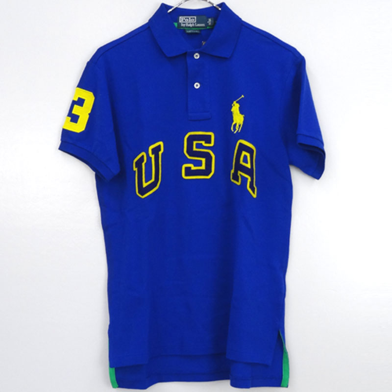 【中古】Polo by Ralph Lauren/ポロ バイ ラルフローレン/S/S ポロシャツ/国内正規品/サイズ:S/カラー：青/アメカジ/半袖/ワッペン【山城店】