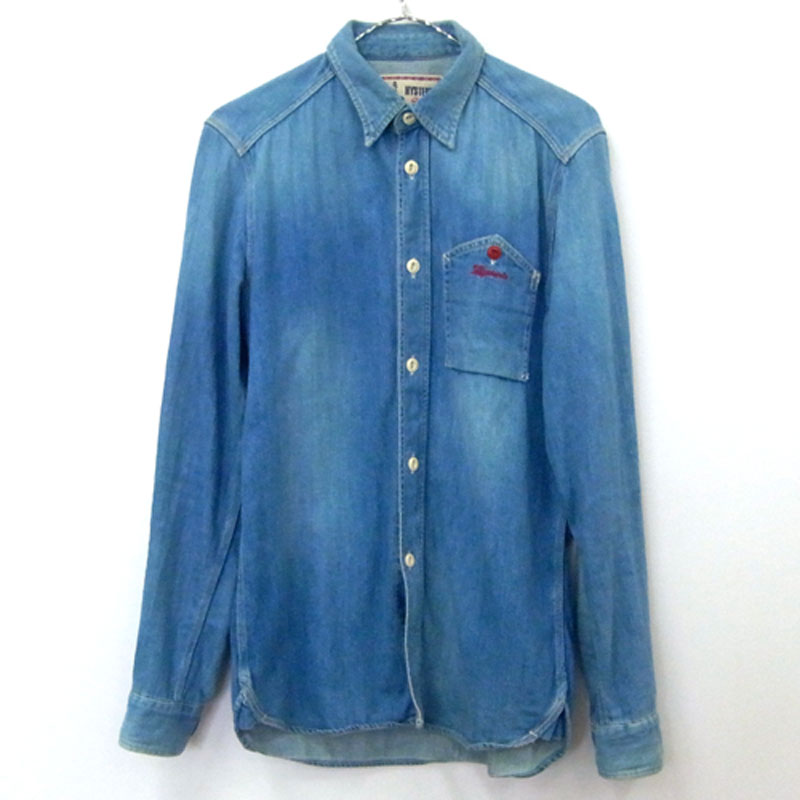 【中古】HYSTERIC GLAMOUR/ヒステリックグラマー/デニム ワークシャツ/0224AH07/12AW/サイズ：L/カラー：インディゴ系/ドメスティック/SH/長袖【山城店】