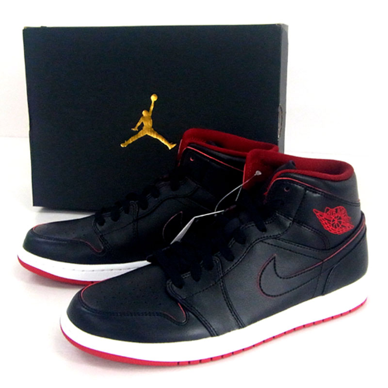 【中古】NIKE AIR JORDAN 1 MID/ナイキ エア ジョーダン 1 ミッド/554724-028/27ｃｍ/国内正規品/色：黒・ブラック/スニーカー/バッシュ/ストリート/未使用品/ハイカット/靴 シューズ【山城店】