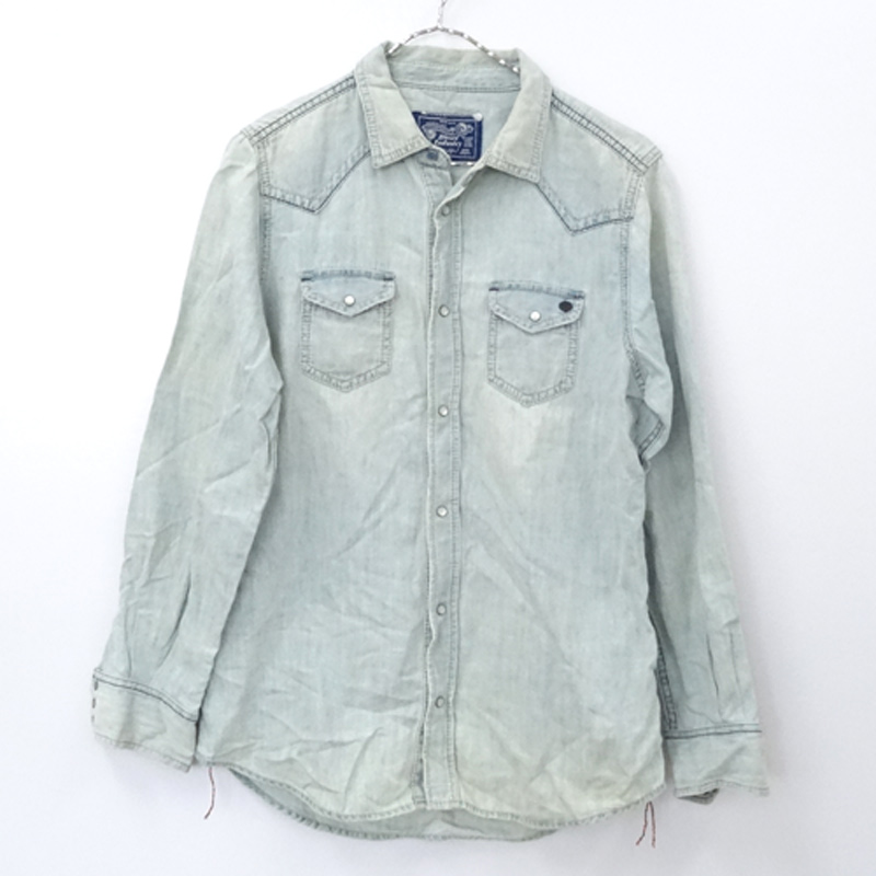 【中古】DIESEL ディーゼル / ウエスタン デニムシャツ 国内正規品/サイズ：M/カラー：ライトブルー/加工/インポート/長袖/デニム/シャツ【山城店】