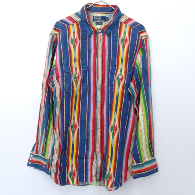 【中古】RALPH LAUREN ラルフローレン / 長袖 ウエスタンシャツ サイズ：L/カラー：マルチカラー/アメカジ/ウエスタン/インディアン/シャツ【山城店】