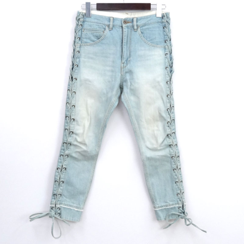 【中古】bukht ブフト LACE UP DENIM PANTS レース アップ デニムパンツ/品番：B-31804/サイズ：0/カラー：ライトブルー/ドメスティック/加工/ZIPfly【アメ村店】