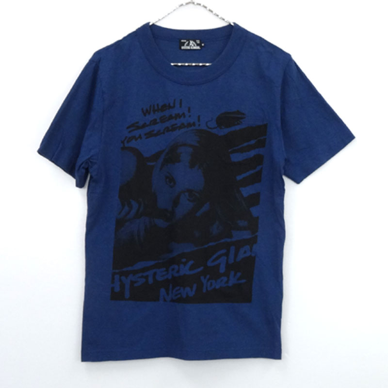 【中古】HYSTERIC GLAMOUR ヒステリックグラマー WHEN I SOREAM pt ポケ付 T-SH 半袖 プリントTシャツ/品番：0261CT07/16SS/国内正規品/サイズ：M/カラー：青/ブルー系/ドメスティック/Tee/ガールズプリント【山城店】