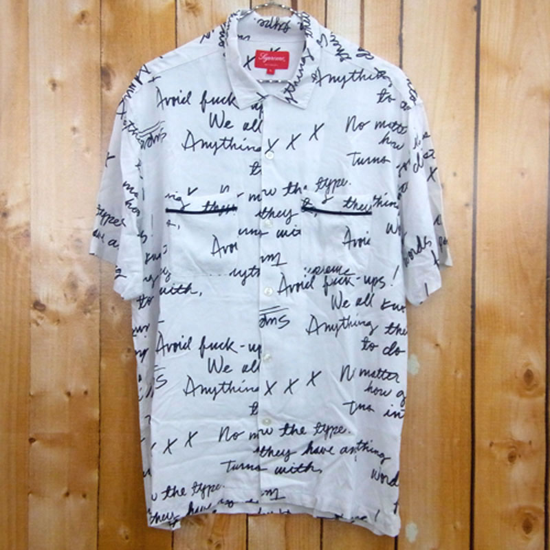 【中古】Supreme Burroughs Shirt/シュプリーム バロウズ レーヨン シャツ/国内正規品/15SS/L/ホワイト 系/ストリート/総柄/半袖【山城店】