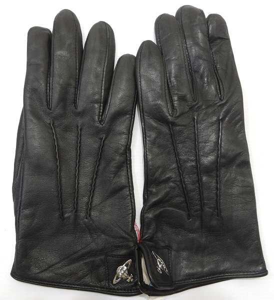 【中古】Vivienne Westwood ヴィヴィアン ウエストウッド ラムレザーグローブ 手袋 黒/ブラック size:21cm【福山店】
