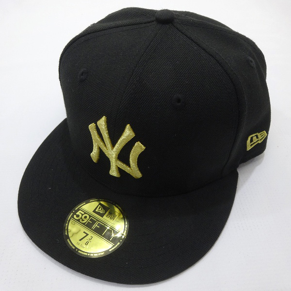 【中古】NEW ERA/ニューエラ 59FIFTY ヤンキース ベースボールキャップ ブラック×ゴールド［121］【福山店】