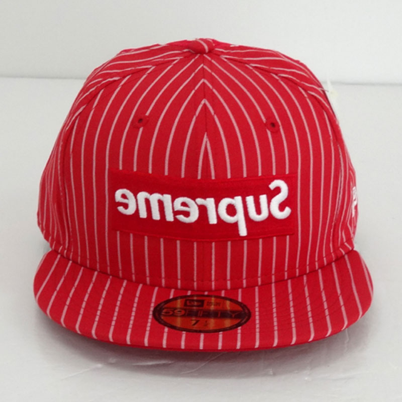 【中古】Supreme CDG シュプリーム コムデギャルソン NEW ERA ニューエラ/サイズ：7 1/2/カラー：RED/半タグ/ストライプ/ドット【山城店】