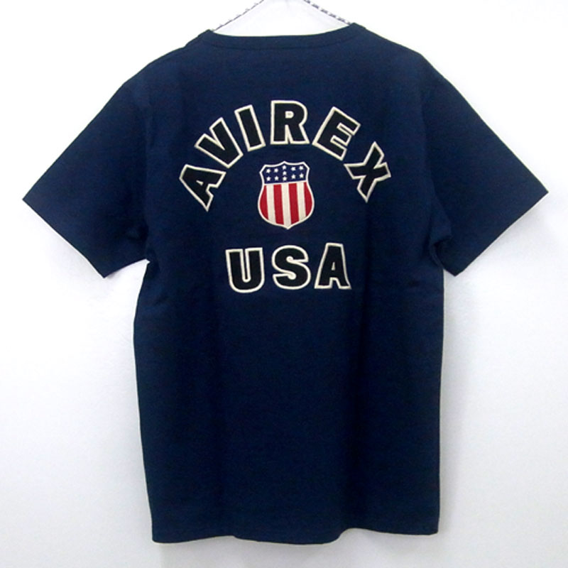 【中古】AVIREX/SIGNATURE VARSITY T-SHIRTS/アビレックス/シグネチャー ヴァーシティー Tシャツ/6163363/サイズ：XL/ネイビー・紺【山城店】