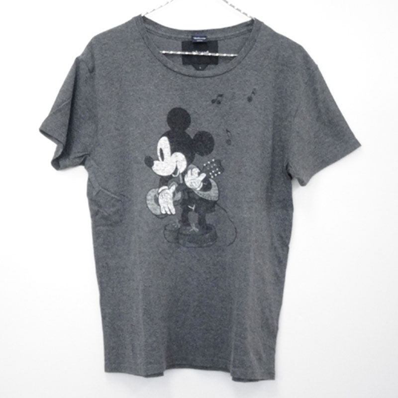 開放倉庫 中古 Rehacer Disney レアセル ディズニーコラボ ミッキープリントtシャツ サイズ L カラー ダークグレー 山城店 古着 メンズ ｔシャツ 半袖