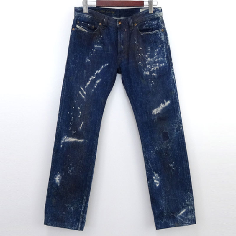 【中古】DIESEL ディーゼル SAFADO サファド/サイズ：W29×L32/カラー：インディゴ/ボタンフライ/ダメージ/クラッシュリペア/加工品【山城店】