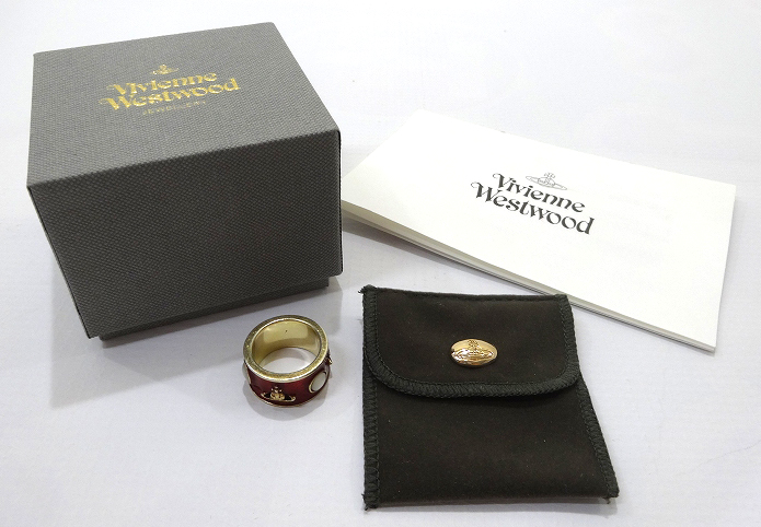 【中古】Vivienne Westwood ヴィヴィアンウエストウッド キングリング 指輪 レッド Sサイズ［147］【福山店】