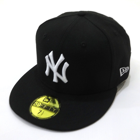 【中古】NEWERA ニューエラ NY ヤンキース キャップ 帽子 7 1/2 59.6cm ブラック×ホワイト 黒×白 【福山店】