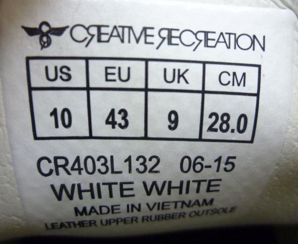【中古】Creative Recreation/クリエイティブレクリエーション  レザースニーカー Turino White/White 28cm【橿原店】