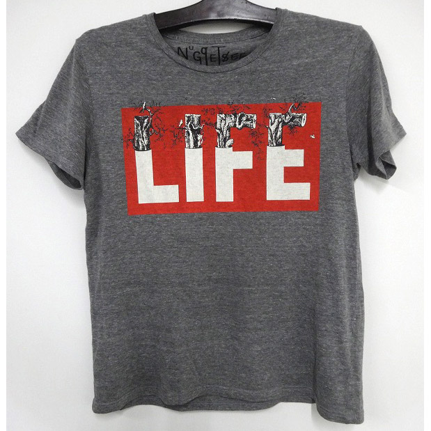 【中古】NuGgETS/ナゲッツ NuGgETEE/ナゲッティー 半袖Tシャツ LIFE Tシャツ グレー SIZE:M/サイズ:M［123］【福山店】