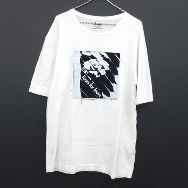 【中古】Rags McGREGOR PATCH PRINT TEE/ラグスマックレガー パッチプリント Tシャツ/サイズ：S/15AW/ホワイト/ドメス/加工アイテム【山城店】