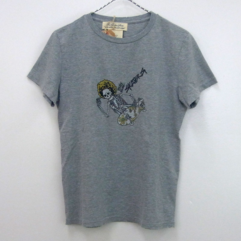 【中古】REMI RELIEF レミレリーフ/プリント Tシャツ/サイズ：S/色：グレー 系/アメカジ/加工アイテム【山城店】