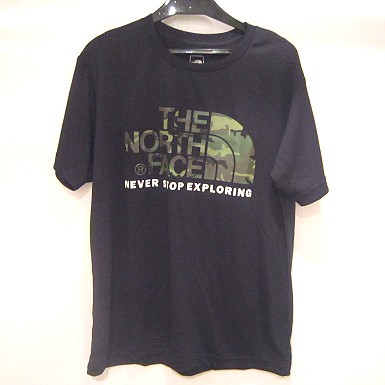 【中古】THE NORTH FACE/ザ・ノースフェイス NT31622 カモフラ ロゴ 半袖 Tシャツ カットソー ブラック系 【福山店】