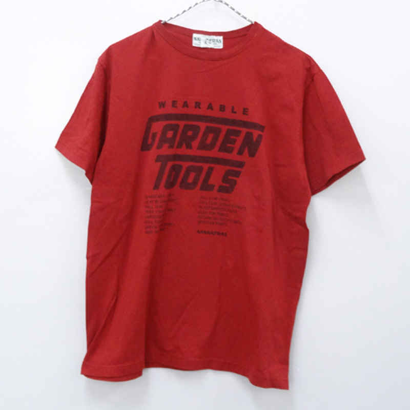 【中古】SASSAFRAS ササフラス プリント Tee/サイズ：M/カラー：レッド・赤/Tシャツ/カットソー/アメカジ【山城店】