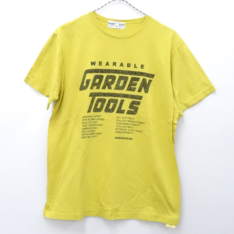 【中古】SASSAFRAS ササフラス プリント Tee/サイズ：M/カラー：マスタード・黄 系/Tシャツ/カットソー/アメカジ【山城店】