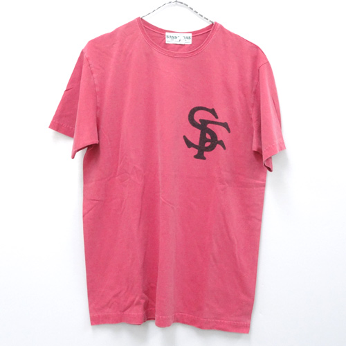 【中古】SASSAFRAS ササフラス ロゴプリント Tシャツ/SFロゴ/サイズ：M/カラー：レッド 系/カットソー/アメカジ【山城店】