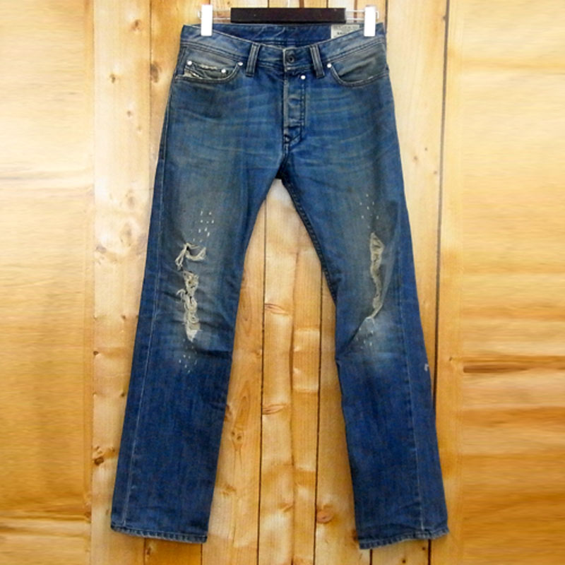 【中古】DIESEL ディーゼル/SAFAD デニムパンツ/サイズ：W27/色：ブルー/ダメージ加工/インポート【山城店】