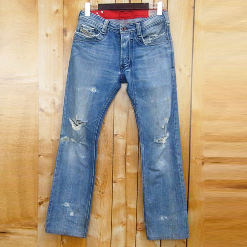 【中古】DIESEL ディーゼル/TIMMEN デニムパンツ/サイズ：W28/色：ブルー/ダメージ加工/インポート【山城店】