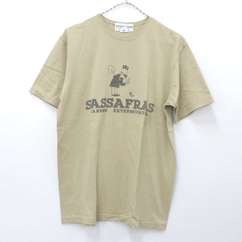 【中古】SASSAFRAS ササフラス プリントTee/Tシャツ/T/カットソー/サイズ：M/カラー：ベージュ  系/アメカジ【山城店】