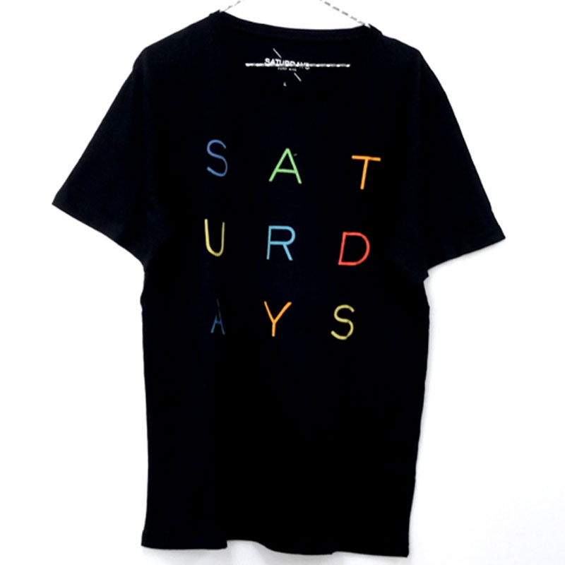 【中古】SATURDAYS SURF NYC LOGO PRINT TEE サイズ：L/カラー：ブラック/半袖Tシャツ/ロゴ/プリント/インポート【山城店】