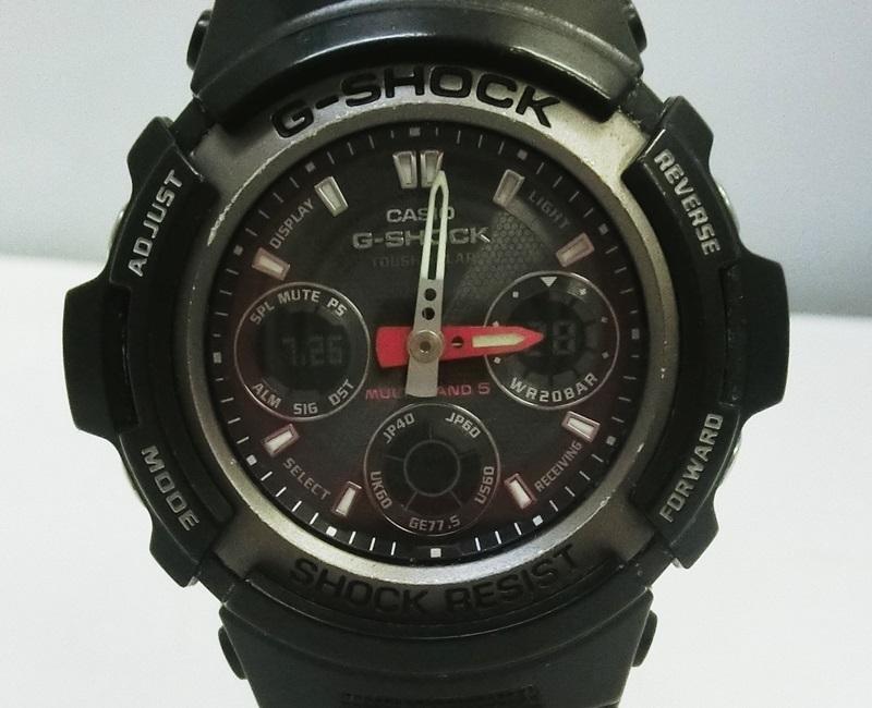 【中古】CASIO G-SHOCK  AWG-101 腕時計 タフソーラー クロノグラフ ウォッチ 黒 ジーショック カシオ【出雲店】