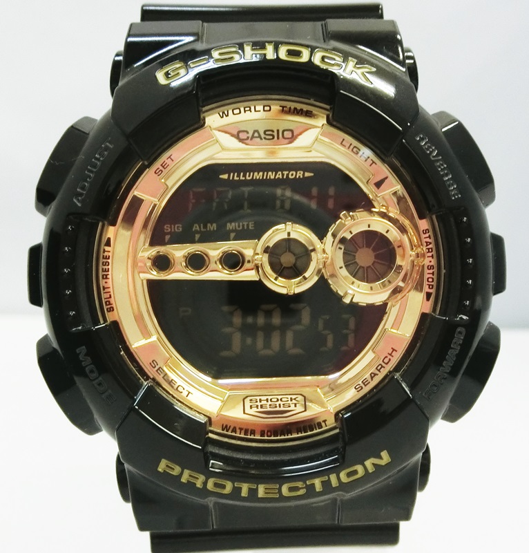 【中古】CASIO カシオ G-SHOCK Gショック ブラック × ゴールド シリーズ GD-100GB-1JF メンズ 腕時計【出雲店】